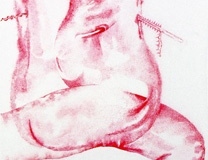 detail from The Agony and the Ecstasy of the Tijuana Twins, 2003,  micron pen on mylar, 72” x 31”