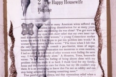 Desperate Housewife, 2006, hand-sewn human hair & graphite on book page from Betty Friedan’s Feminine Mystique, 11” x 8.5”