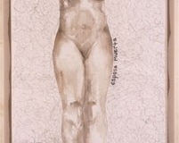 34th Floor, 2007, hand-sewn human hair with watercolor, 5' x 29"