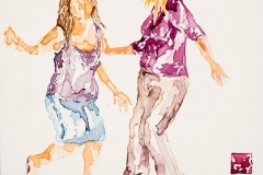 Square Dance #1, 2014, watercolor on aquaboard, 5” x 5”