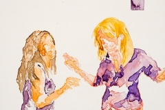 Square Dance #3, 2014, watercolor on aquaboard, 5” x 5”