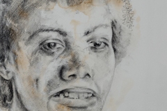 Invisible Elena, 2023, graphite and watercolor, 8” x 8”, Photography by Mariah Richstone