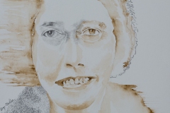 Invisible Adelina, 2023, graphite and watercolor, 8” x 8”, Photography by Mariah Richstone