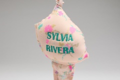 Detail of The Invisible Woman Syndrome installation, soft bra sculpture,  Sylvia Rivera, 2022, Thread, bra, synthetic filling, snaps, image credit: form  & concept and photographer credit: Byron Flesher